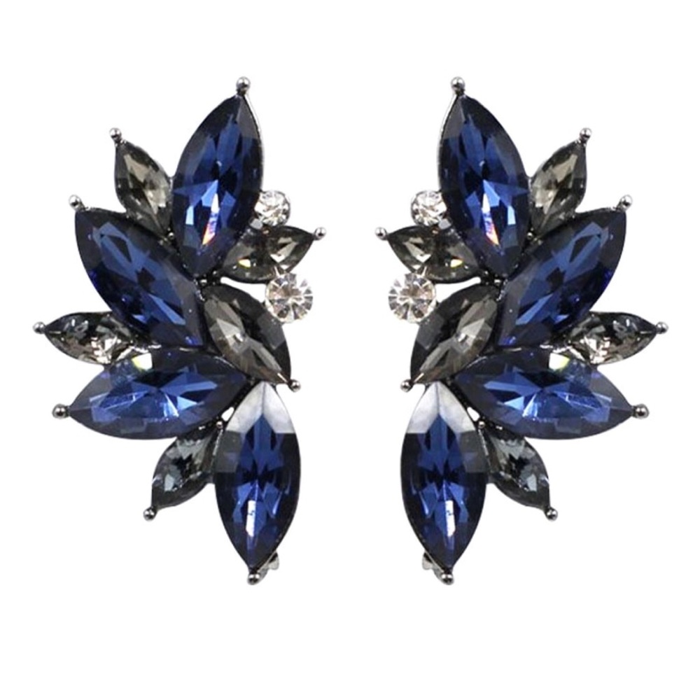 🔴 3/30$ Statement Blue Crystal Like Stud Earrings